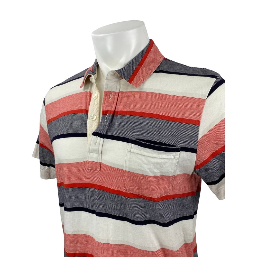 Billy Reid Mens Multicolor Striped Short Sleeve Golf Colorblock Polo Shirt Top L - Picture 3 of 6